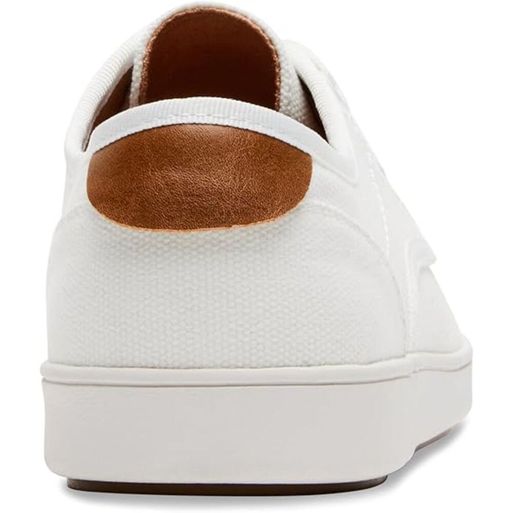 Men's White Fabric Round Toe Lace-up Rubber Sole Lightweight Fashion Sneakers - Picture 3 of 6